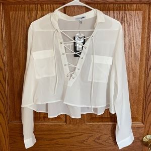 Tie Front Collard Crop Top